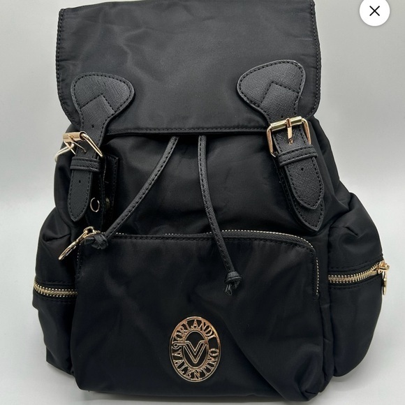 Valentino Orlandi Black Backpack with Gold Accents - Picture 1 of 3
